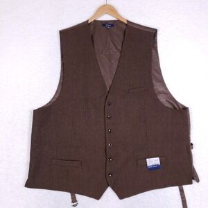 Gioberti Men's Vest 4XL Herringbone Brown Suit Waistcoat Formal Academia